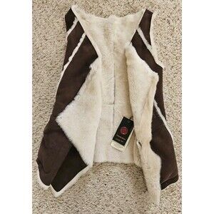 Giorgio Rotti Bayan Lambskin Shearling Vest EU 40 Brown Suede Coastal Cowgirl